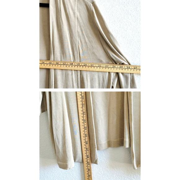 Chico's Travelers Size 3/3Short US XL/16 Tan Beige Cardigan Pants Set Pockets - Picture 10 of 10